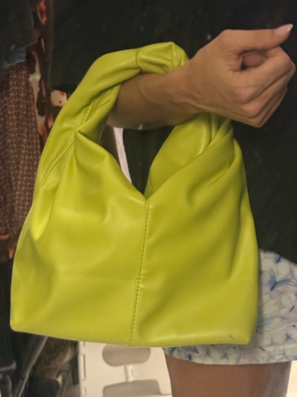 Chartreuse Green Slouchy Mini Hobo Shoulder Bag